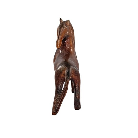Vintage Wood Carved Horse Looking Back Miniature Figurine Folk Art - Picture 6 of 8